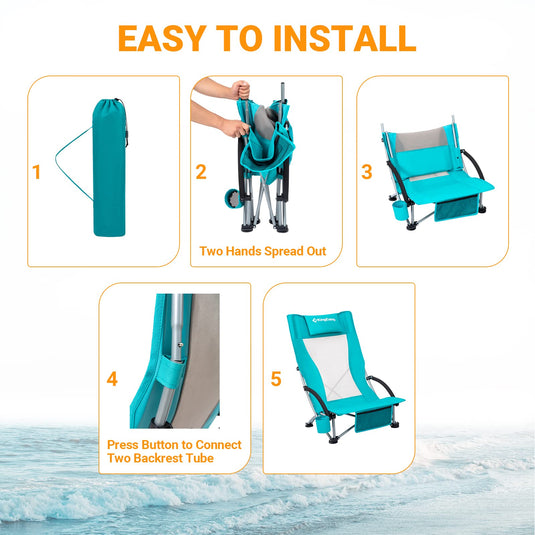 KingCamp High Mesh Back Low Sling Beach Chairs