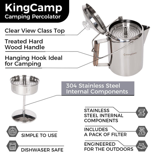 KingCamp Percolator Coffee Pot 9 Cups