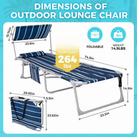 WEJOY ComfortMax Outdoor Lounge Chair Sun Loungers Striped