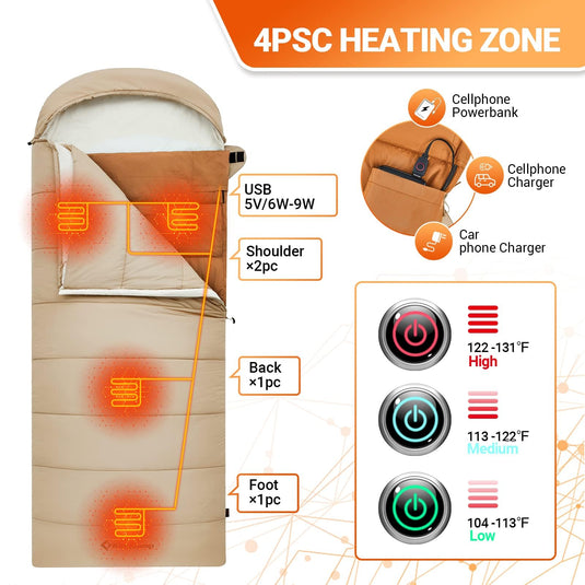 KingCamp WHEATLAND 450 3 in 1 Sleeping Bag Heated Sleeping Bag