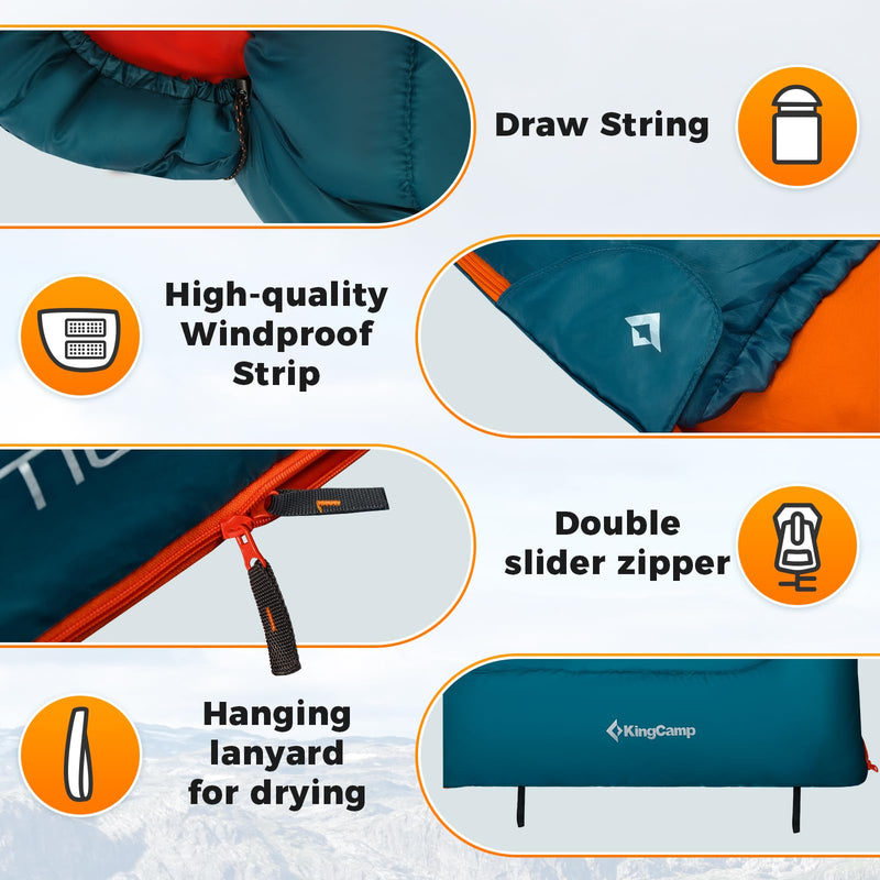 Load image into Gallery viewer, KingCamp TIGRIS 250 Sleeping Bag-Envelope With Hood

