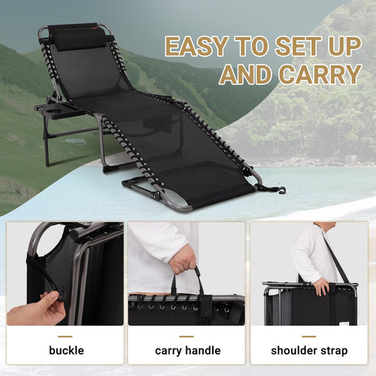 KingCamp Cool Lounge Chair Plus Textilene Lounge Chair with Side Table