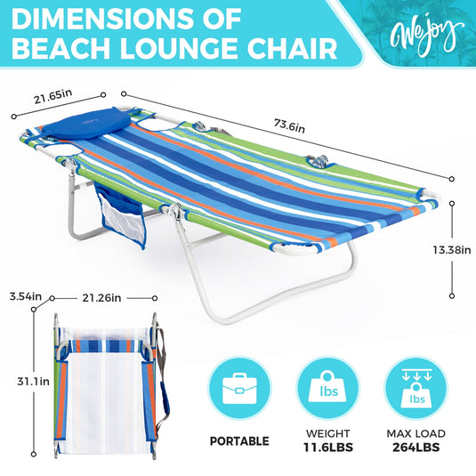 WEJOY Folding Adjustable Back Fabric Beach Lounger