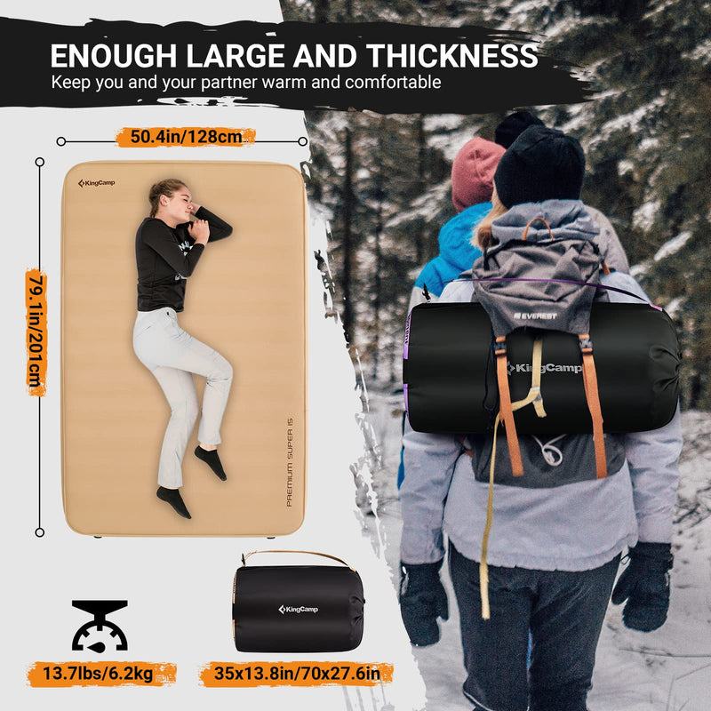 Load image into Gallery viewer, KingCamp PREMIUM SUPER 15 Double Self-inflateble Pad R Value 11
