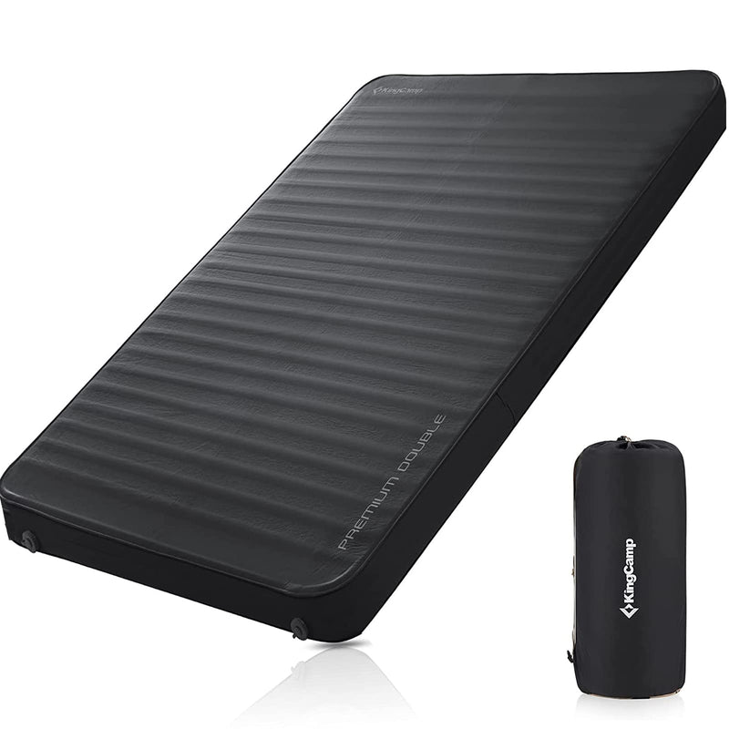 Load image into Gallery viewer, KingCamp PREMIUM Double 7.5 cm Thick Self-Inflating Camping Mattress Black R Value 7.5
