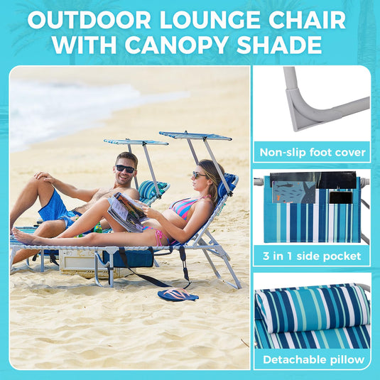 WEJOY Premium Adjustable Beach Lounge Chair Sun Loungers