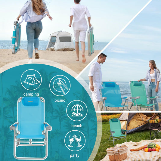 WEJOY 5-Position Backrest Adjustable Beach Chair Set of 2