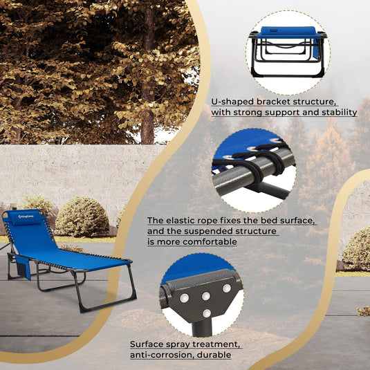 KingCamp 5 Position Outdoor Chaise Lounge Chair