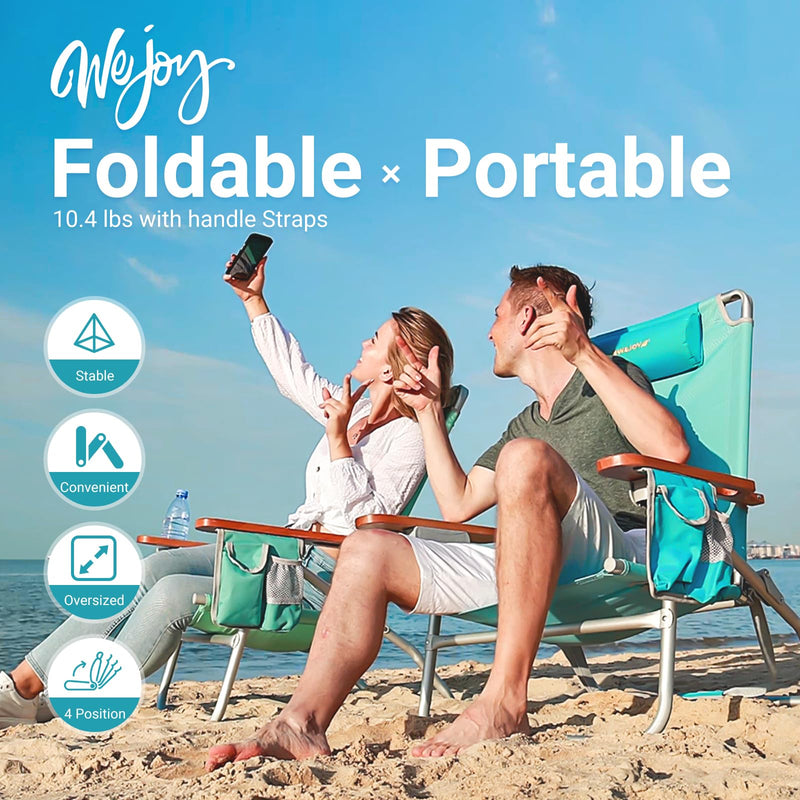 Load image into Gallery viewer, WEJOY Oversized Reclining 4 Positions Beach Chair Foldable and Portable
