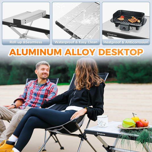 KingCamp Camping Table Aluminum Roll-Up Table