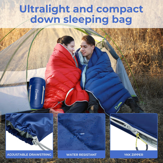 ATEPA SEATTLE 300 Down Envelope Sleeping Bag Ultralight and Compact