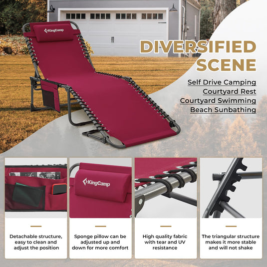 KingCamp 5 Position Outdoor Chaise Lounge Chair