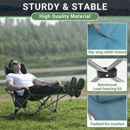 WEJOY Padded Reclining Camping Chair 3-Adjustable Positions with Detachable Footrest