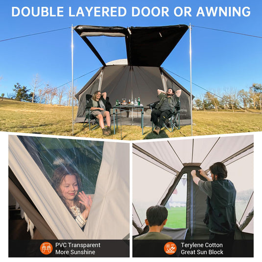 KingCamp KHAN VILLA Glamping Tent with Double Layered Door or Awning