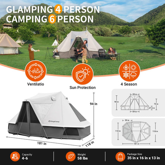 KingCamp KHAN VILLA Glamping Tent for 4 Season