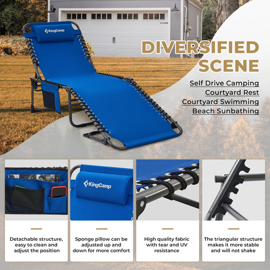 KingCamp 5 Position Outdoor Chaise Lounge Chair
