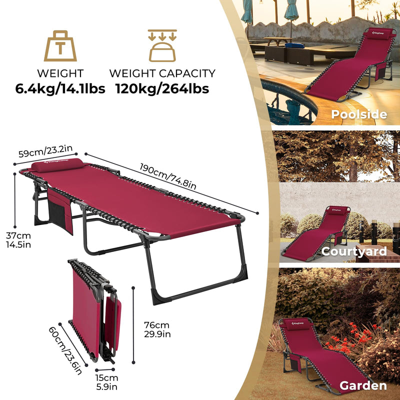 Load image into Gallery viewer, KingCamp 5 Position Outdoor Chaise Lounge Chair
