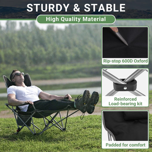 WEJOY Padded Reclining Camping Chair 3-Adjustable Positions with Detachable Footrest