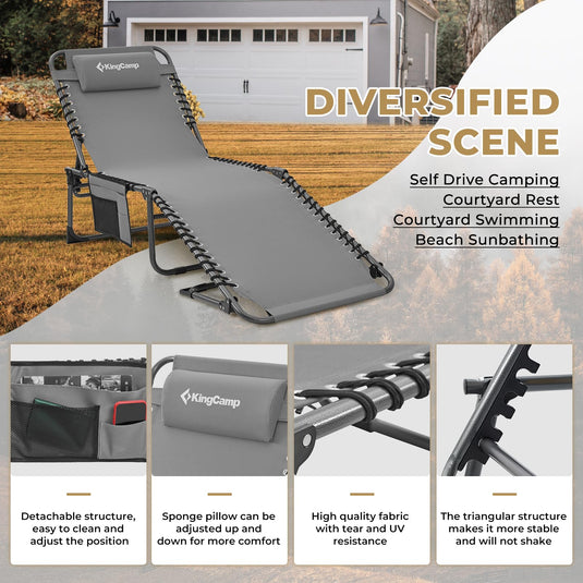 KingCamp 5 Position Outdoor Chaise Lounge Chair