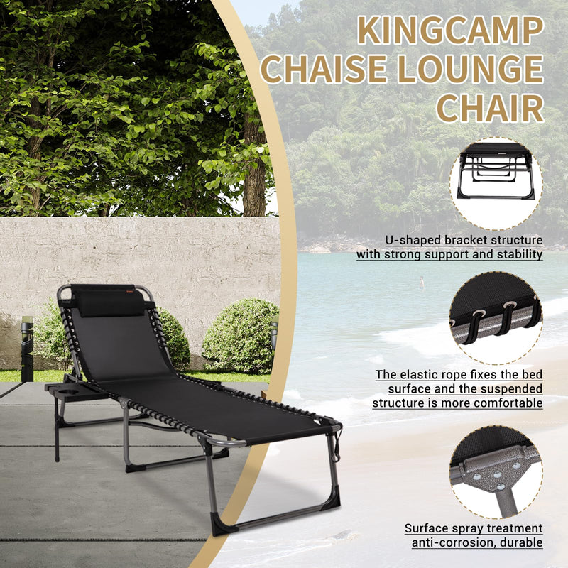 Load image into Gallery viewer, KingCamp Cool Lounge Chair Plus Textilene Lounge Chair with Side Table
