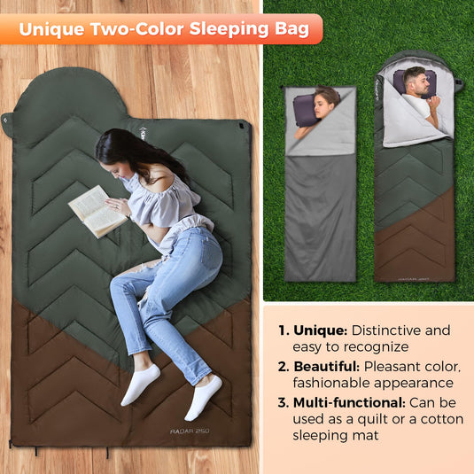 KingCamp RADAR 250 Sleeping Bag-Envelope With Hood