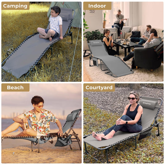 KingCamp 5 Position Outdoor Chaise Lounge Chair