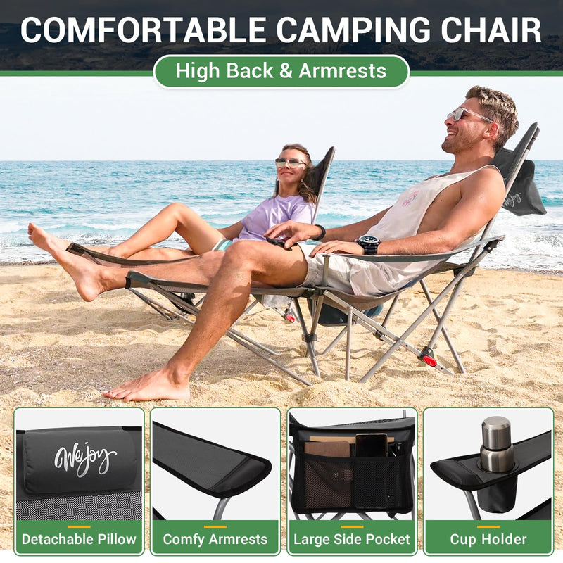 Load image into Gallery viewer, WEJOY 4-Position Reclining Camp Chair Grey

