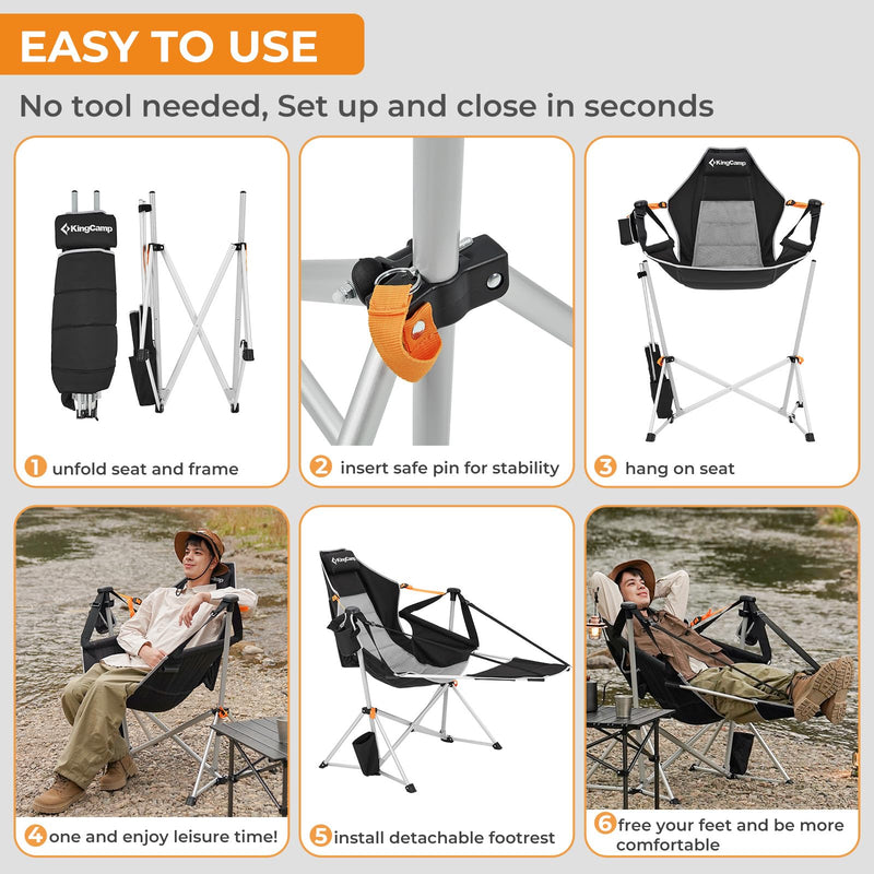 Load image into Gallery viewer, KingCamp ORCHID C20 Folding Rocking Chair Hammock Camping Chair Easy to Use
