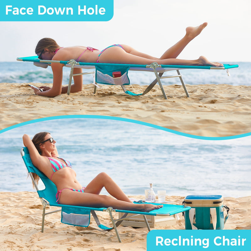 Load image into Gallery viewer, WEJOY Folding Adjustable Back Fabric Beach Lounger
