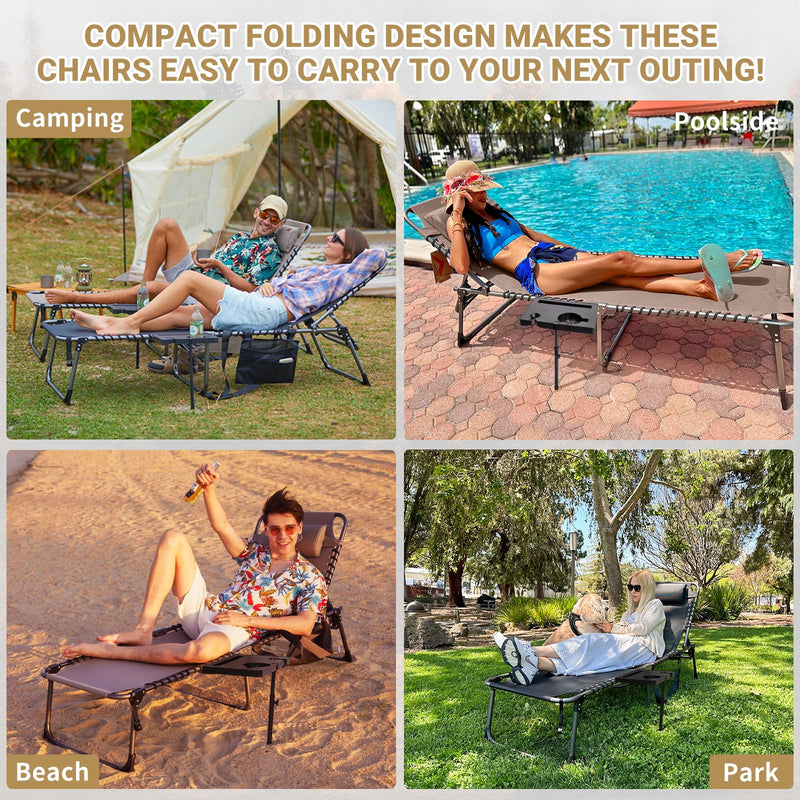 Load image into Gallery viewer, KingCamp Cool Lounge Chair Plus Textilene Lounge Chair with Side Table
