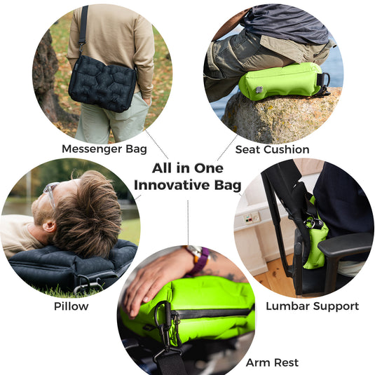 ATEPA Cloud AirBag 4-in-1 Inflatable Messenger Bag with Coffee Bean Print