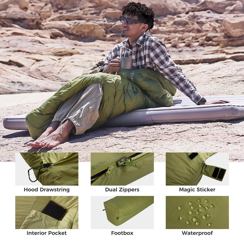 Load image into Gallery viewer, ATEPA Elements 450 Coldmaster™ Mummy Sleeping Bag 42.8°F to 8.6°F with Interior Pocket and Waterproof
