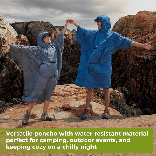 ATEPA MURANO 350 Honcho Poncho Water-resisitant Blanket Cloak Cape with Hat Black