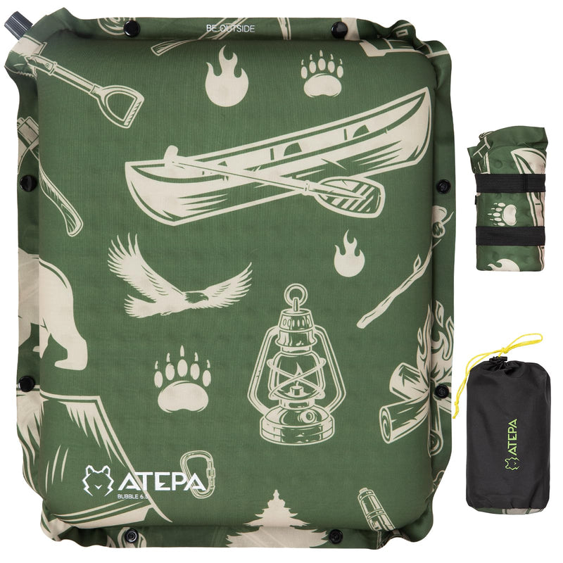 Load image into Gallery viewer, ATEPA Self-Inflating Stadium Seat Cushion - 2.5&quot; Thick Memory Foam Pad for Bleachers, Airplane Travel, Sports &amp; Office Chairs
