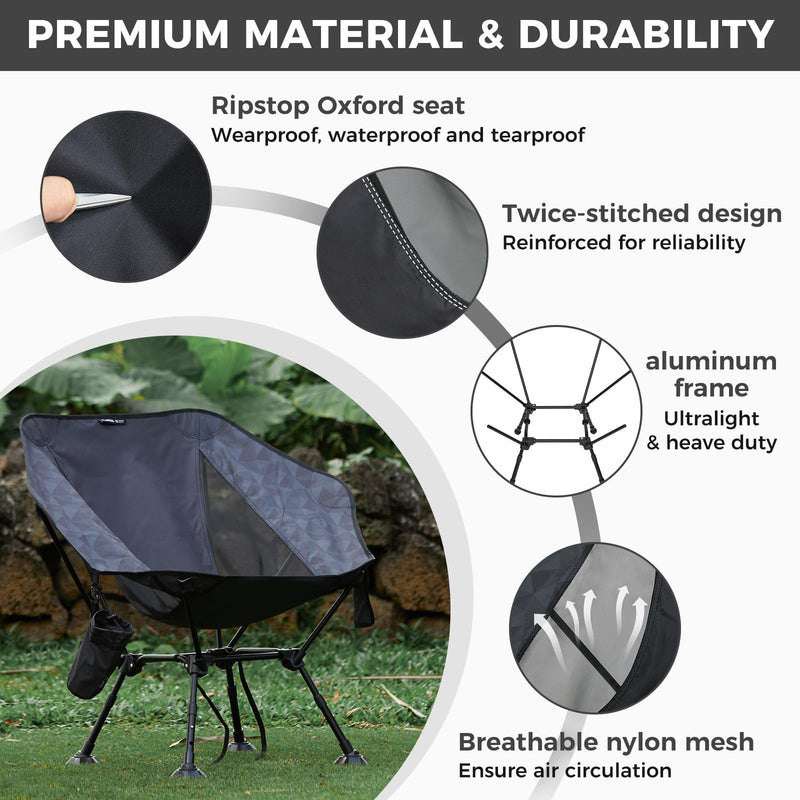 Load image into Gallery viewer, ATEPA Ultralight Backpacking Chair - 440lb Capacity, Compact Folding Camp Chair with Side Pocket for Hiking, Camping, Festivals &amp; Outdoor Concerts
