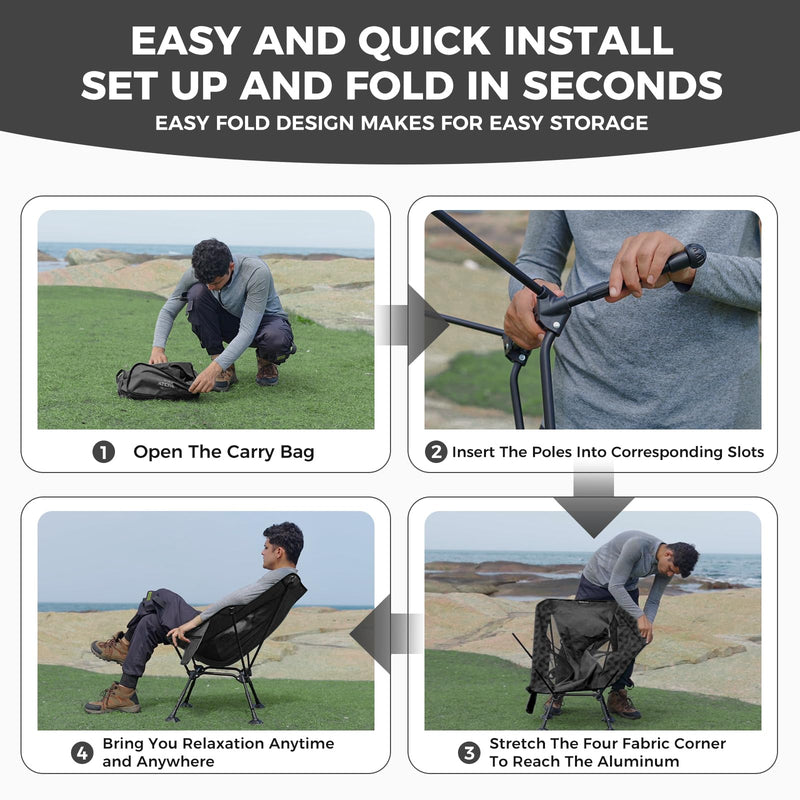 Load image into Gallery viewer, ATEPA Ultralight Backpacking Chair - 440lb Capacity, Compact Folding Camp Chair with Side Pocket for Hiking, Camping, Festivals &amp; Outdoor Concerts
