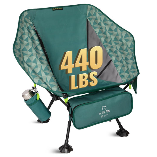 ATEPA Ultralight Backpacking Chair - 440lb Capacity, Compact Folding Camp Chair with Side Pocket for Hiking, Camping, Festivals & Outdoor Concerts