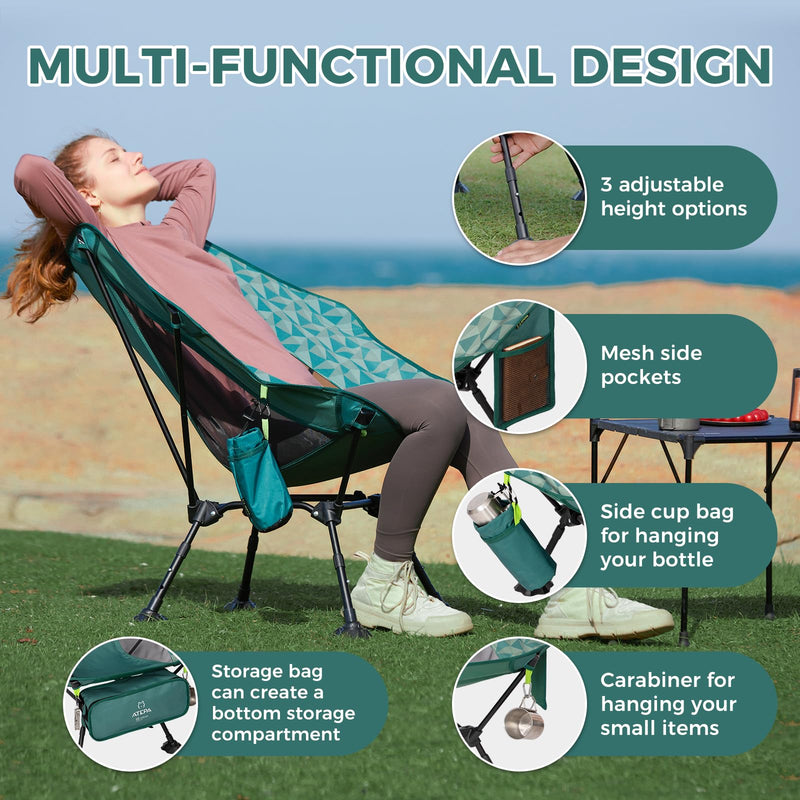 Load image into Gallery viewer, ATEPA Ultralight Backpacking Chair - 440lb Capacity, Compact Folding Camp Chair with Side Pocket for Hiking, Camping, Festivals &amp; Outdoor Concerts
