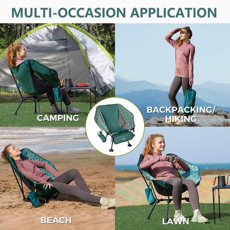 Load image into Gallery viewer, ATEPA Ultralight Backpacking Chair - 440lb Capacity, Compact Folding Camp Chair with Side Pocket for Hiking, Camping, Festivals &amp; Outdoor Concerts
