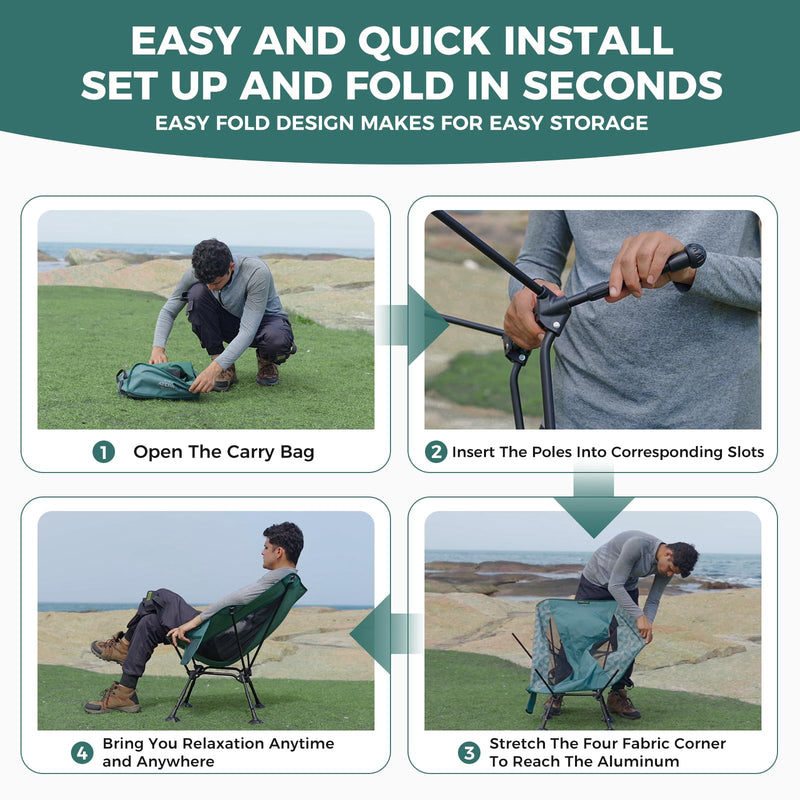 Load image into Gallery viewer, ATEPA Ultralight Backpacking Chair - 440lb Capacity, Compact Folding Camp Chair with Side Pocket for Hiking, Camping, Festivals &amp; Outdoor Concerts
