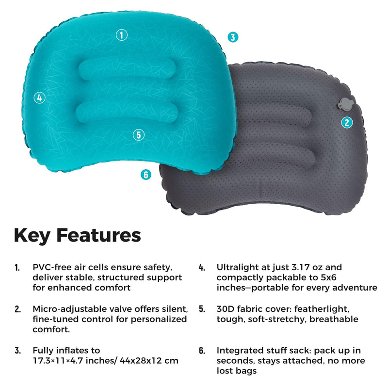 Load image into Gallery viewer, ATEPA Ultralight Inflatable Camping Pillow – Ergonomic Neck Support for Backpacking, Travel &amp; Airplane 3-5 Sec Inflation, Leak-Proof, 90g Peacock Blue
