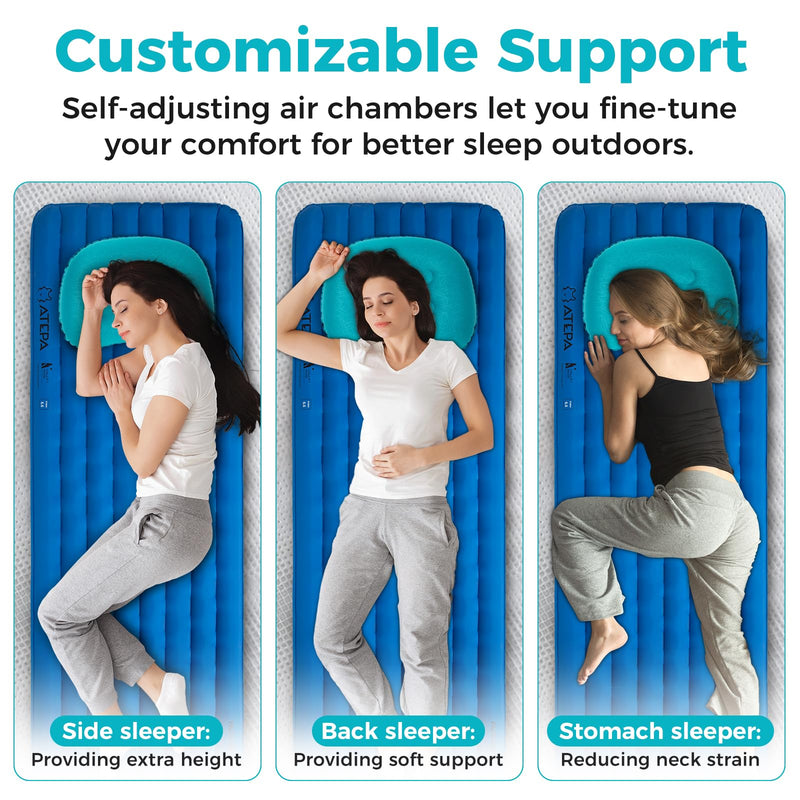 Load image into Gallery viewer, ATEPA Ultralight Inflatable Camping Pillow – Ergonomic Neck Support for Backpacking, Travel &amp; Airplane 3-5 Sec Inflation, Leak-Proof, 90g Peacock Blue
