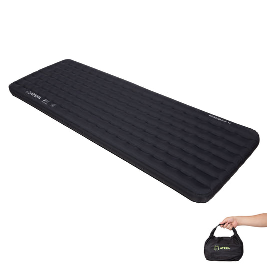 ATEPA Ultralight Insulated Inflatable Sleeping Pad R Value 6.6 Black