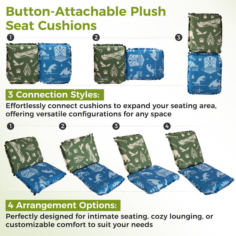 Load image into Gallery viewer, ATEPA Self-Inflating Stadium Seat Cushion - Button Attachable Plush Seat Cushions
