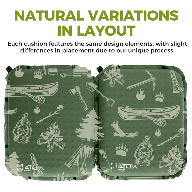 Load image into Gallery viewer, ATEPA Self-Inflating Stadium Seat Cushion - 2.5&quot; Thick Memory Foam Pad for Bleachers, Airplane Travel, Sports &amp; Office Chairs
