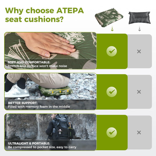 ATEPA BUBBLE 5.0 Trail Seat Inflatable Seat Cushion Better Support Ultralight and Portable