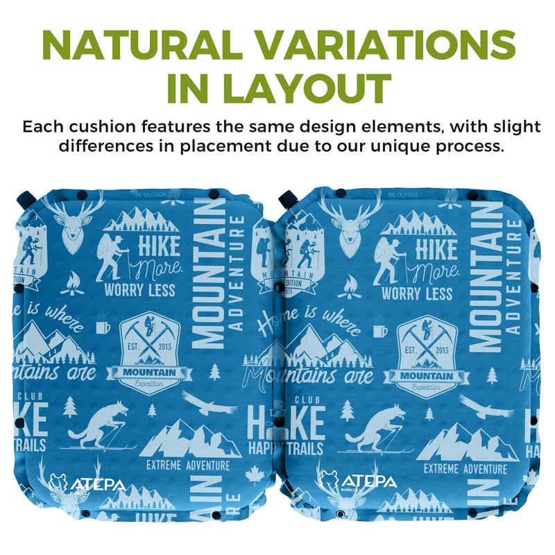 Load image into Gallery viewer, ATEPA Self-Inflating Stadium Seat Cushion - 2.5&quot; Thick Memory Foam Pad for Bleachers, Airplane Travel, Sports &amp; Office Chairs
