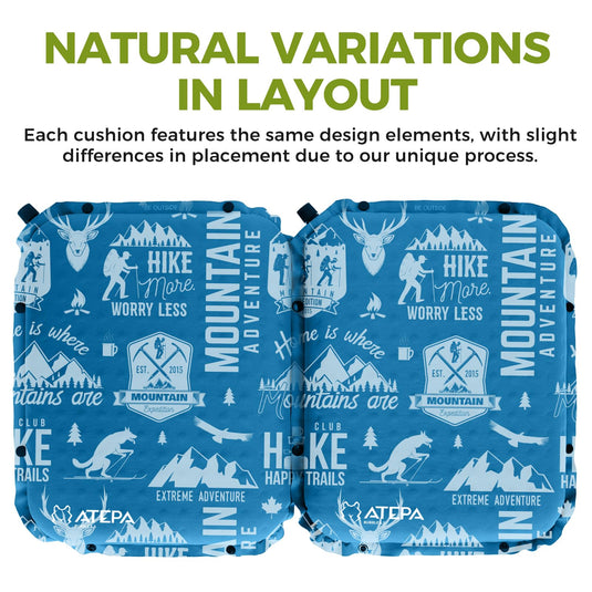 ATEPA Self-Inflating Stadium Seat Cushion - 2.5" Thick Memory Foam Pad for Bleachers, Airplane Travel, Sports & Office Chairs