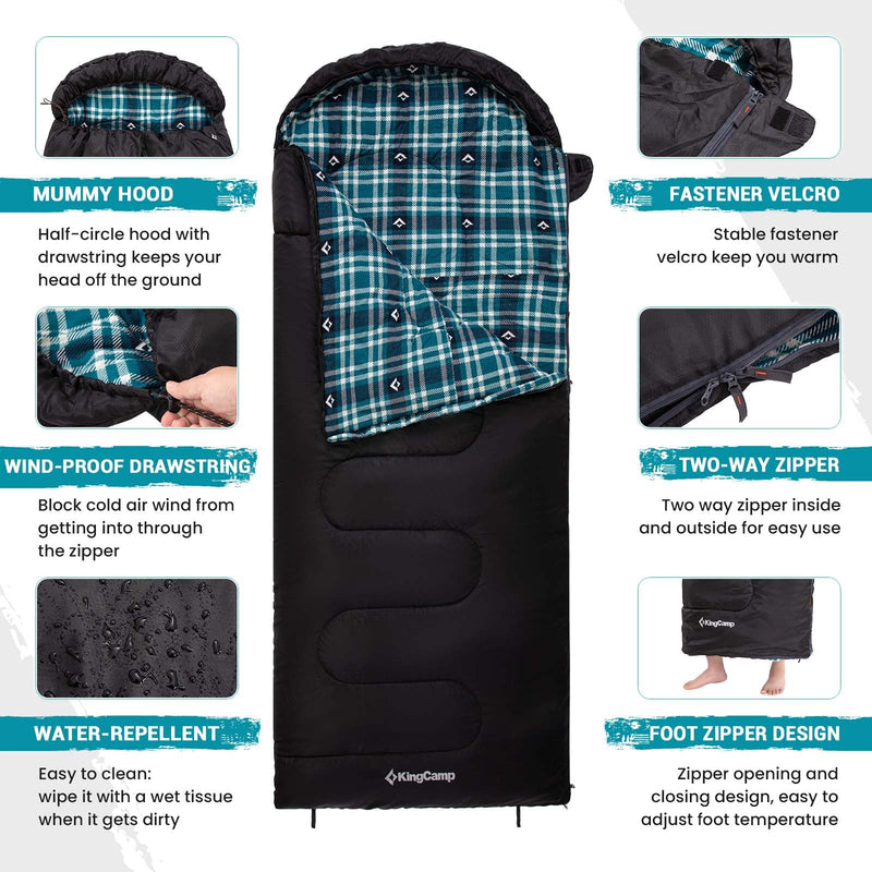 Load image into Gallery viewer, KingCamp CLOUDY 300 Flannel Lined Sleeping Bag

