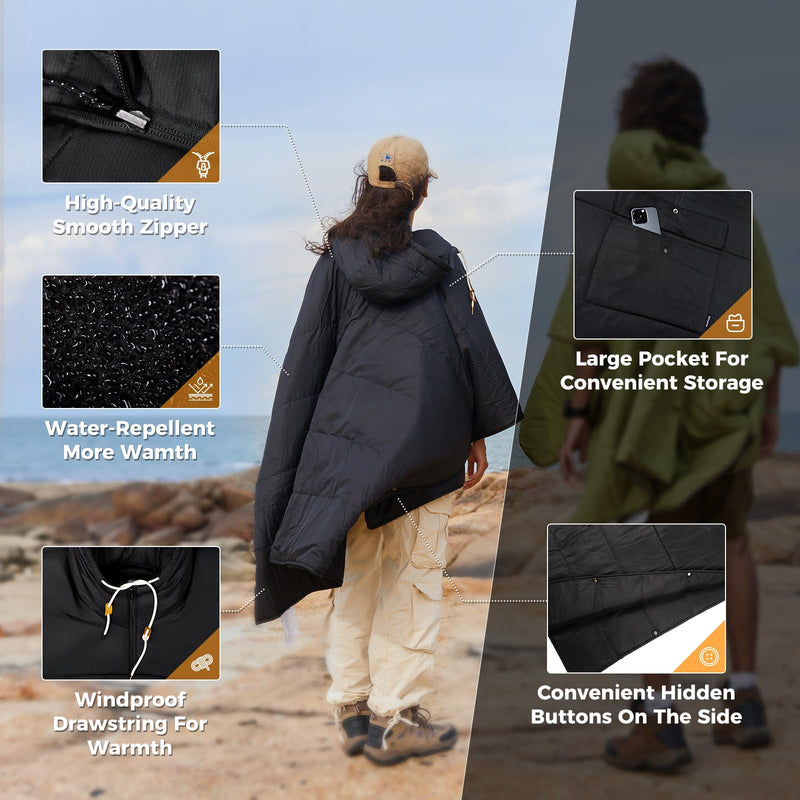 Load image into Gallery viewer, KingCamp Camping Wearable Blanket Poncho
